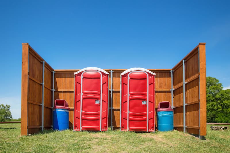 Short-term porta potty units staged for delivery in Richland, Washington
